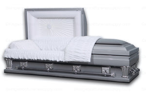 FRANKLIN SILVER oversize metal funeral casket