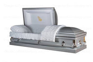 SHEPHERD SILVER metal funeral casket