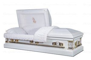 WHITE CROSS metal funeral casket